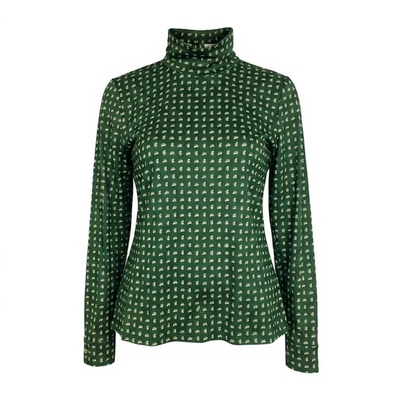 Russ Tops - Vintage 80s Russ Green Paisley Print Ascot Bow Blouse | Size M